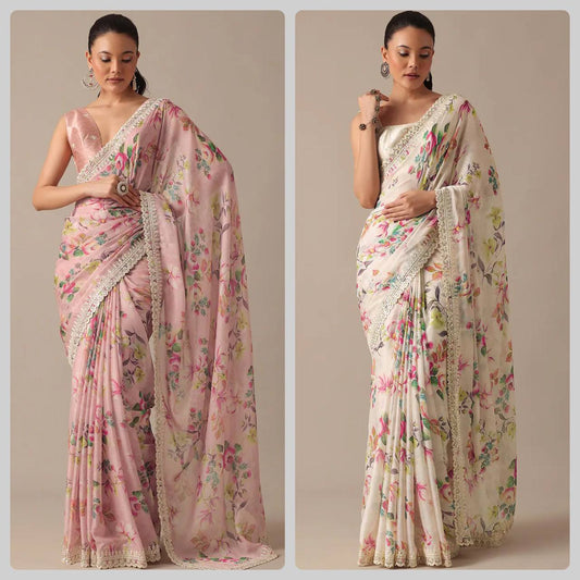 Floral Georgette Embroidery Saree