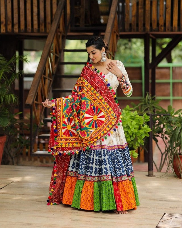 Fancy Digital Print, With Real Mirror Work Lehenga choli