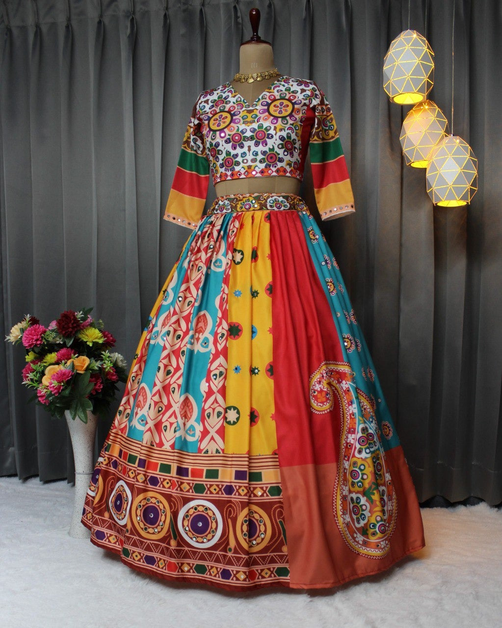 Fancy Digital Print Work & Real Mirror Work lehenga choli