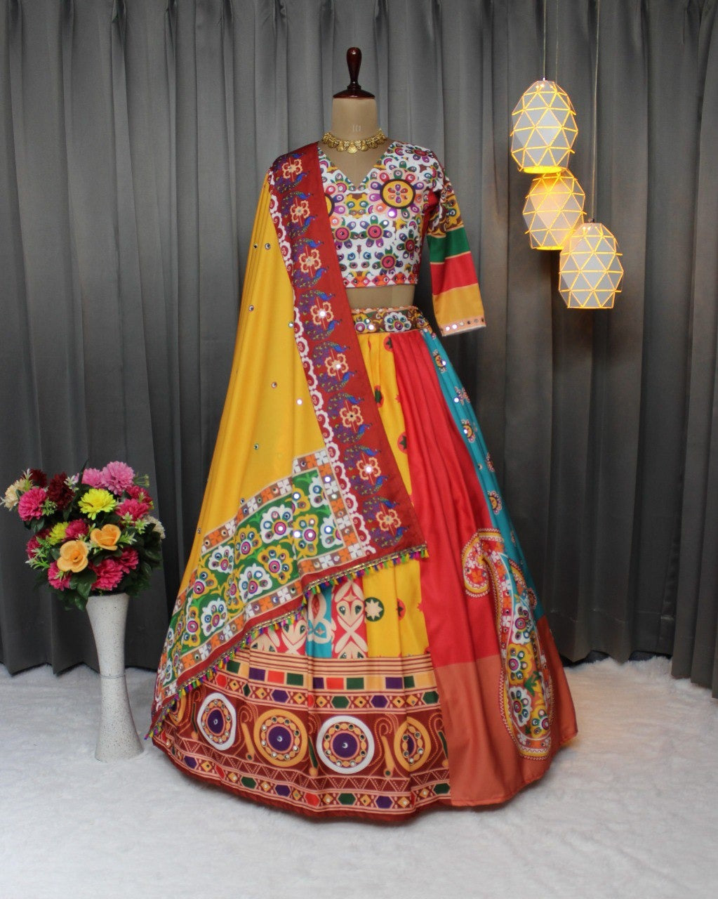 Fancy Digital Print Work & Real Mirror Work lehenga choli