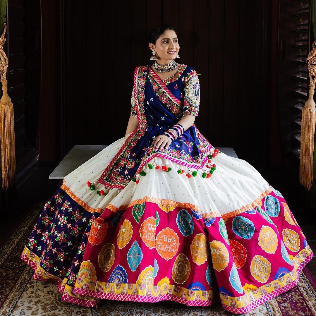 Cotton real mirror work lehenga choli