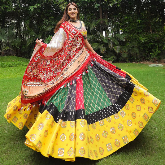 Fancy Digital Print With Real Mirror Work lehenga