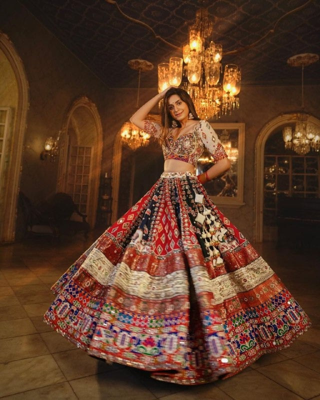 Fancy Digital Print Work & Real Mirror Work Lehenga