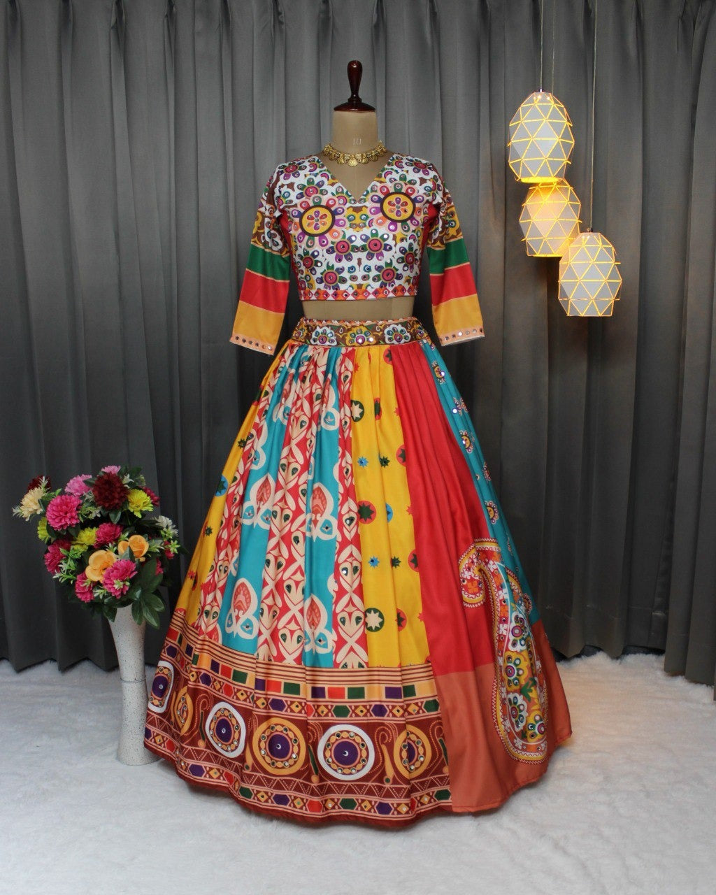 Fancy Digital Print Work & Real Mirror Work lehenga choli