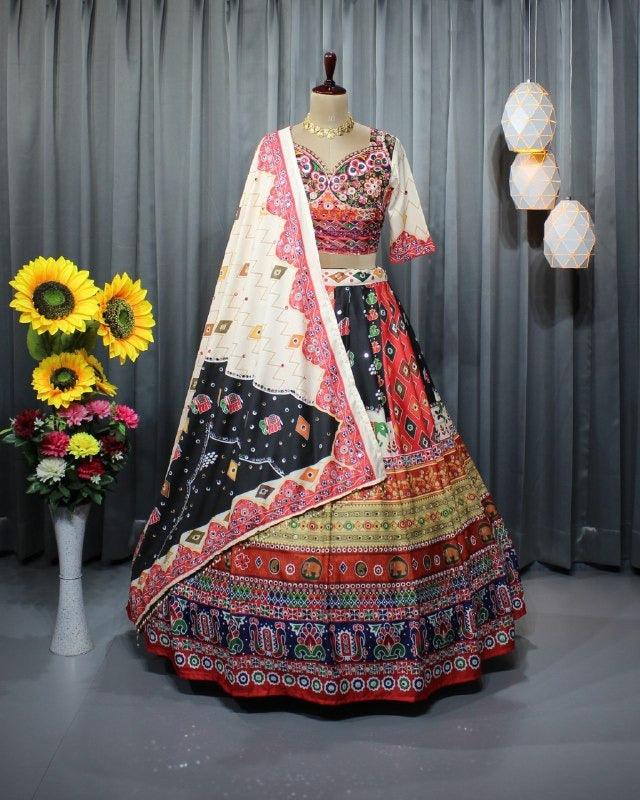 Fancy Digital Print Work & Real Mirror Work Lehenga